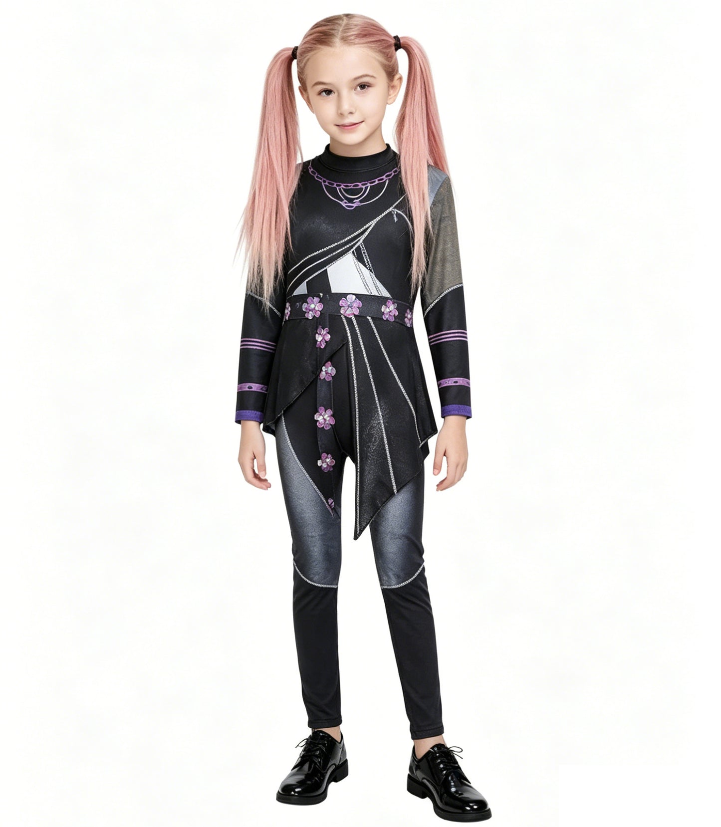 Kids Kpop Black Battle Suit Rumi Mira Zoey Warrior Costumes
