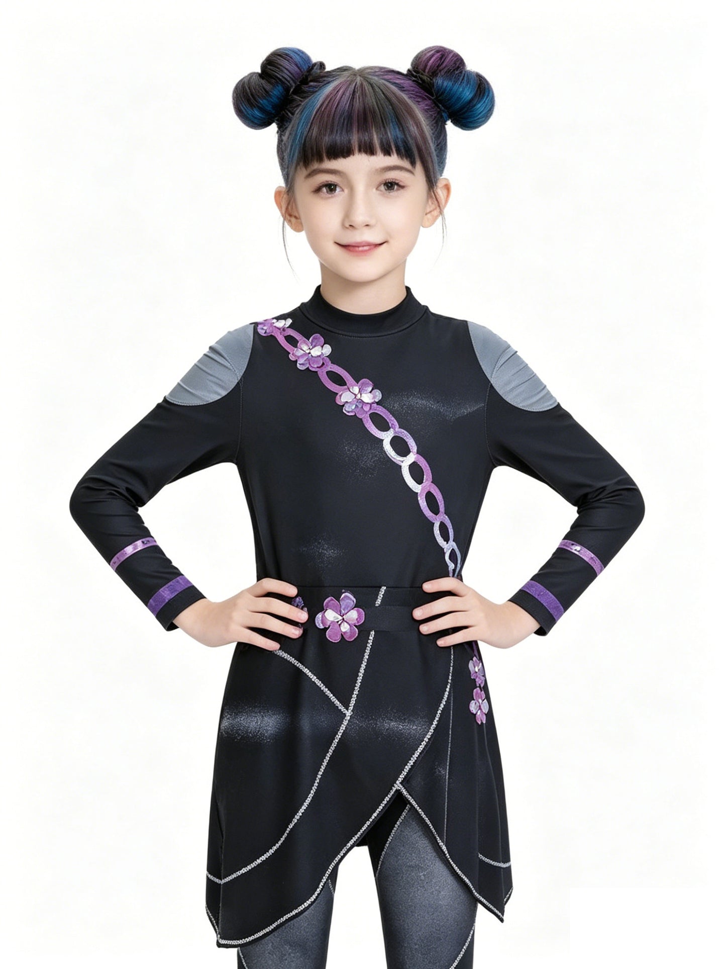 Kids Kpop Black Battle Suit Rumi Mira Zoey Warrior Costumes