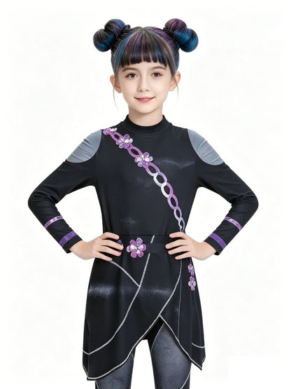 Kids Kpop Black Battle Suit Rumi Mira Zoey Warrior Costumes