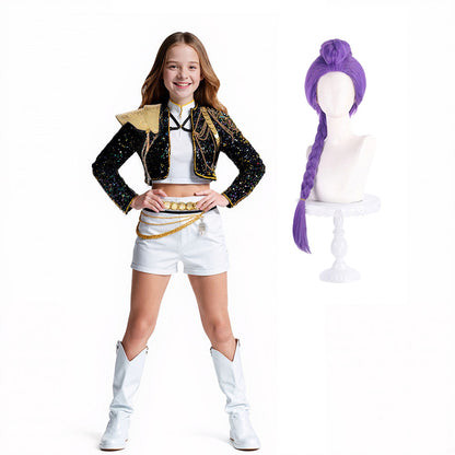 KPop Rumi Golden Deluxe Costume 4-Piece Stage Performance Outfit Full Set