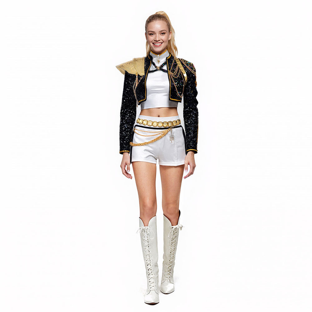 KPop Rumi Golden Deluxe Costume 4-Piece Stage Performance Outfit Full Set