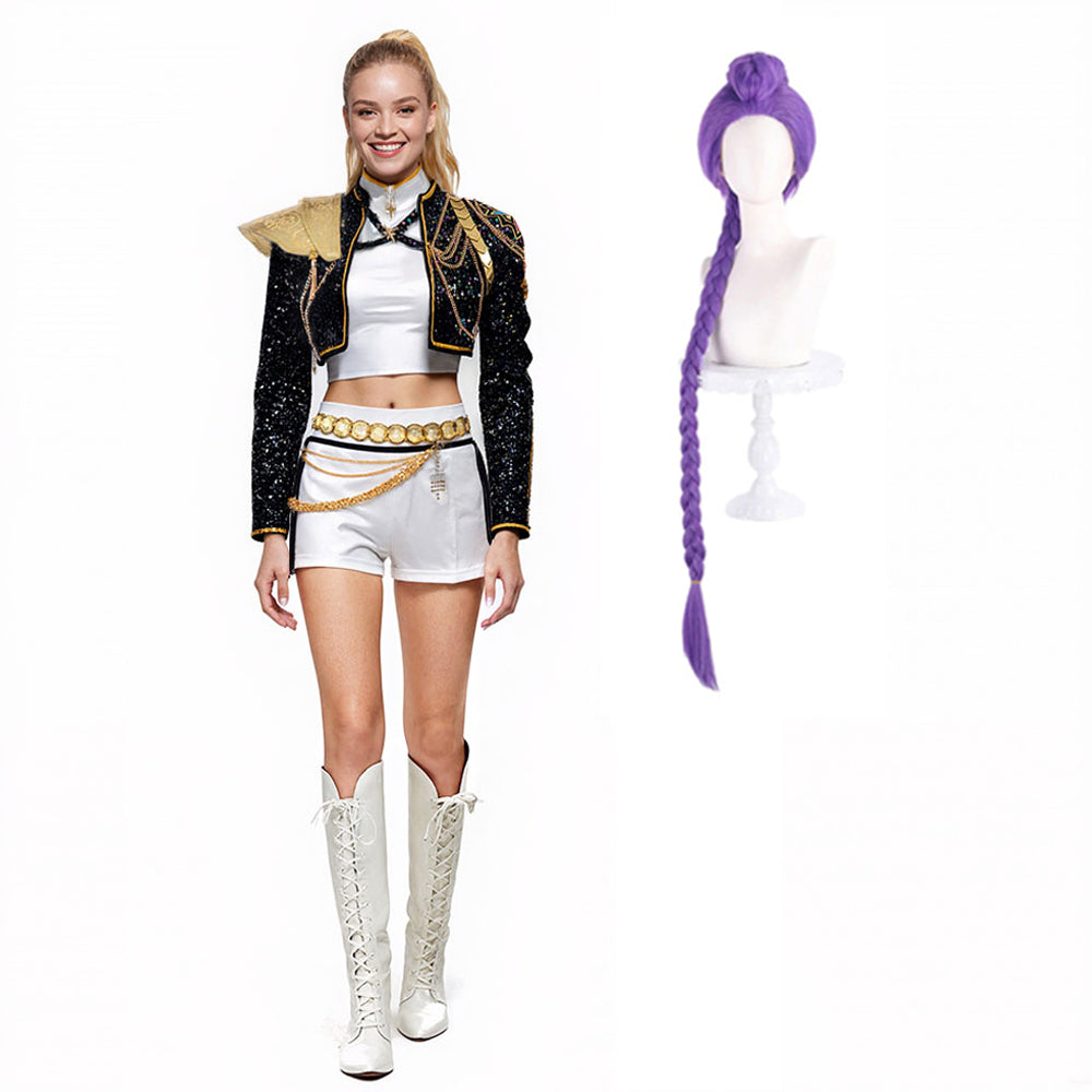 KPop Rumi Golden Deluxe Costume 4-Piece Stage Performance Outfit Full Set