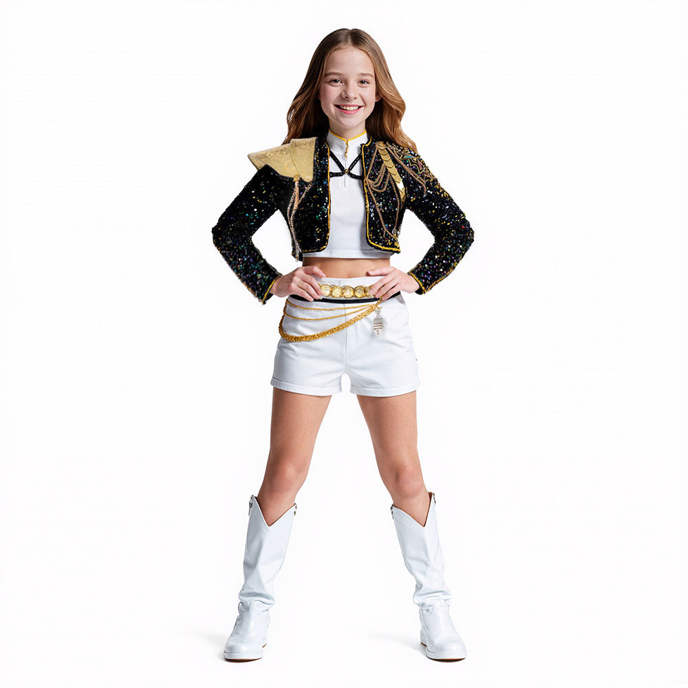 KPop Rumi Golden Deluxe Costume 4-Piece Stage Performance Outfit Full Set