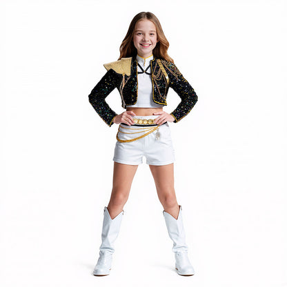 KPop Rumi Golden Deluxe Costume 4-Piece Stage Performance Outfit Full Set