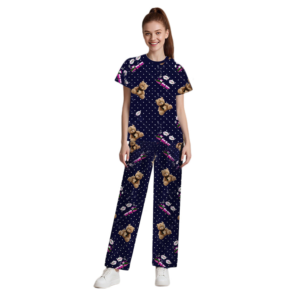 Rumi Pajamas Cute Bear Shirt and Pants Suit Kids Adult Casual Costume for Daily Wear