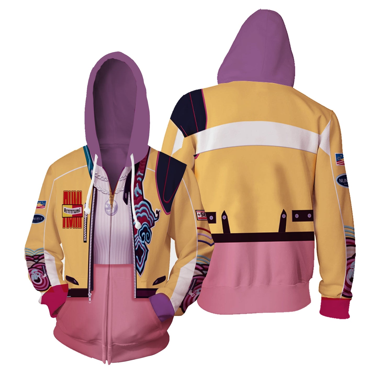 Yellow Pop Star Hoodie Causal Zip-up Sweatshirt for Daily Cosplay Wear