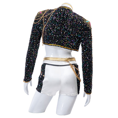 KPop Rumi Golden Deluxe Costume 4-Piece Stage Performance Outfit Full Set