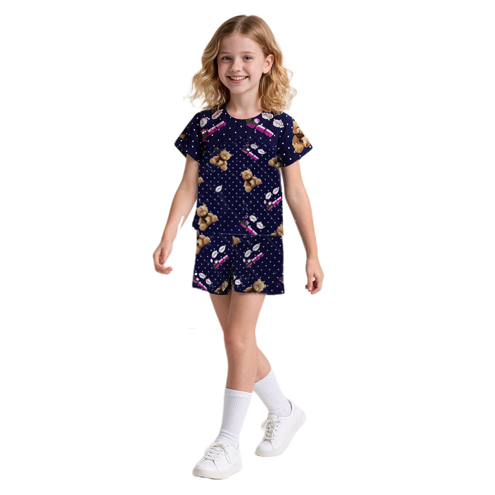 Rumi Pajamas Cute Bear Shirt and Pants Suit Kids Adult Casual Costume for Daily Wear