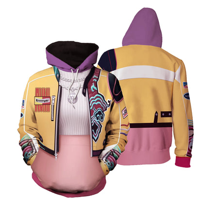 Yellow Pop Star Hoodie Causal Zip-up Sweatshirt for Daily Cosplay Wear