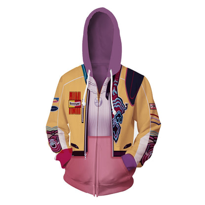 Yellow Pop Star Hoodie Causal Zip-up Sweatshirt for Daily Cosplay Wear