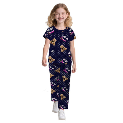 Rumi Pajamas Cute Bear Shirt and Pants Suit Kids Adult Casual Costume for Daily Wear