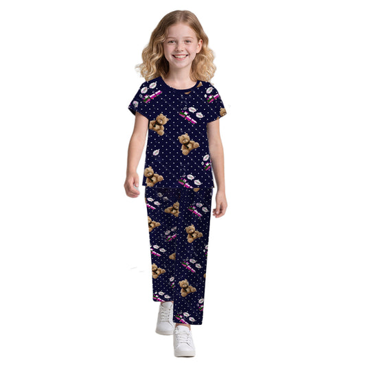 Rumi Pajamas Cute Bear Shirt and Pants Suit Kids Adult Casual Costume for Daily Wear