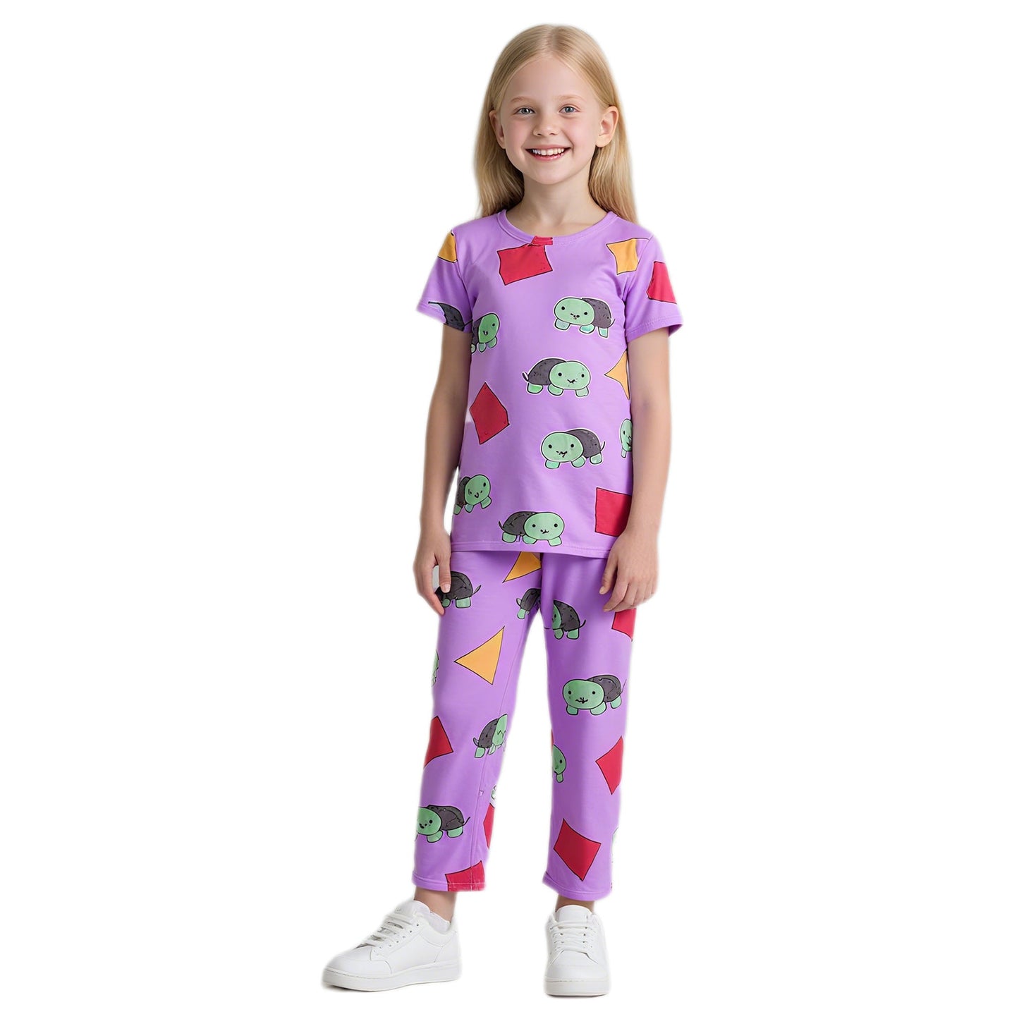 KPop Zoey Pajamas Purple Long Sleeves / Short Sleeves Daily Wear Sleepwears