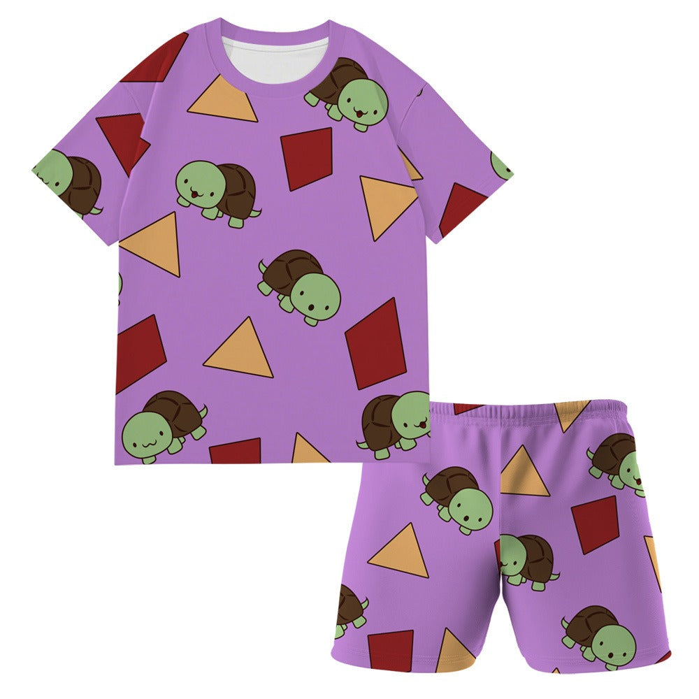 KPop Zoey Pajamas Purple Long Sleeves / Short Sleeves Daily Wear Sleepwears