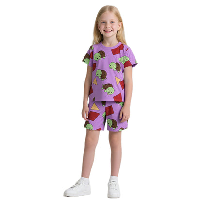 KPop Zoey Pajamas Purple Long Sleeves / Short Sleeves Daily Wear Sleepwears