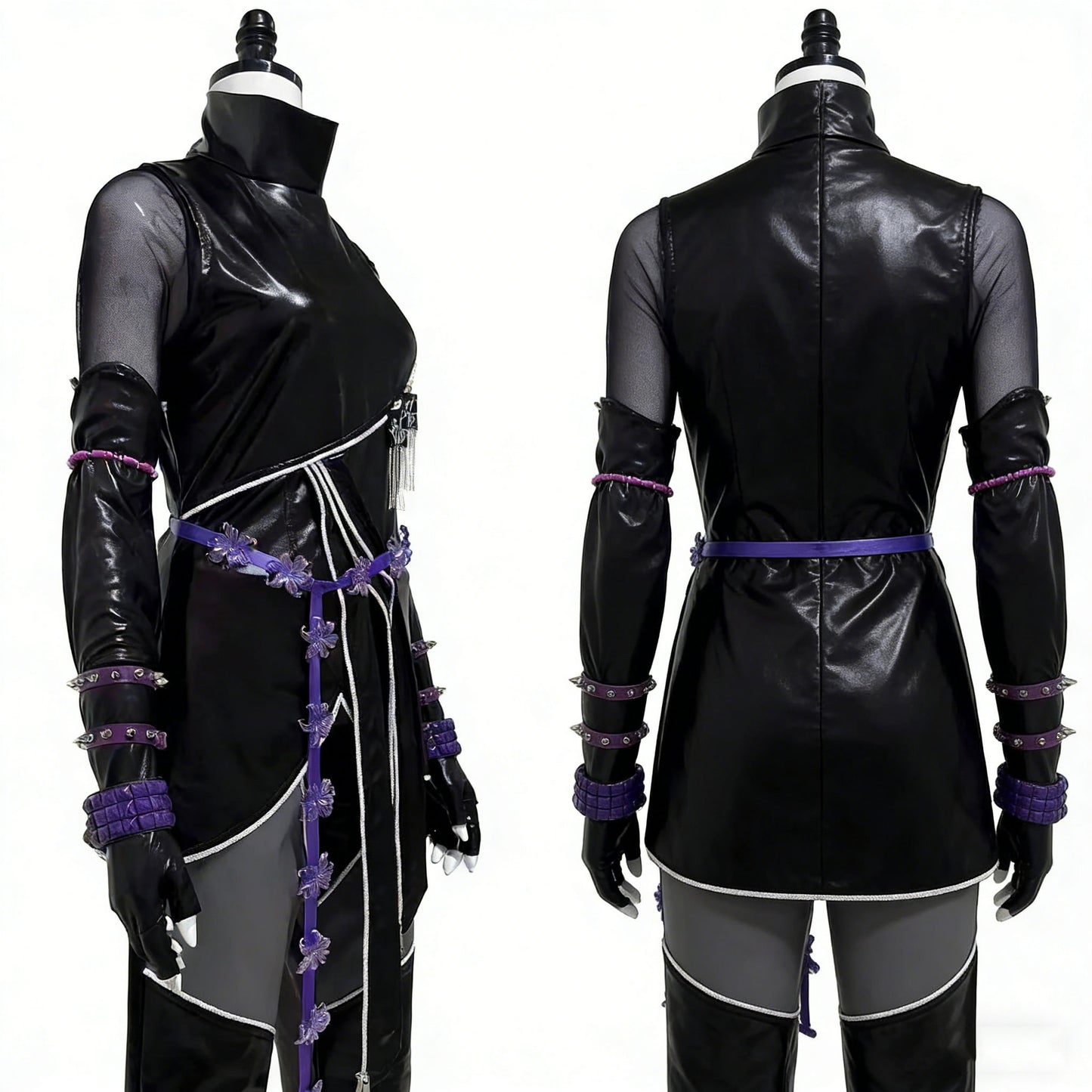 KPop Demon Hunters Mira Chasseuse Noire Costume Simili Cuir Tenue de Cosplay