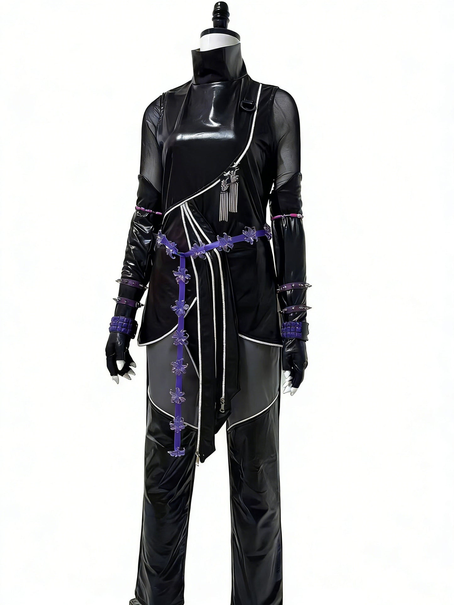 KPop Demon Hunters Mira Chasseuse Noire Costume Simili Cuir Tenue de Cosplay
