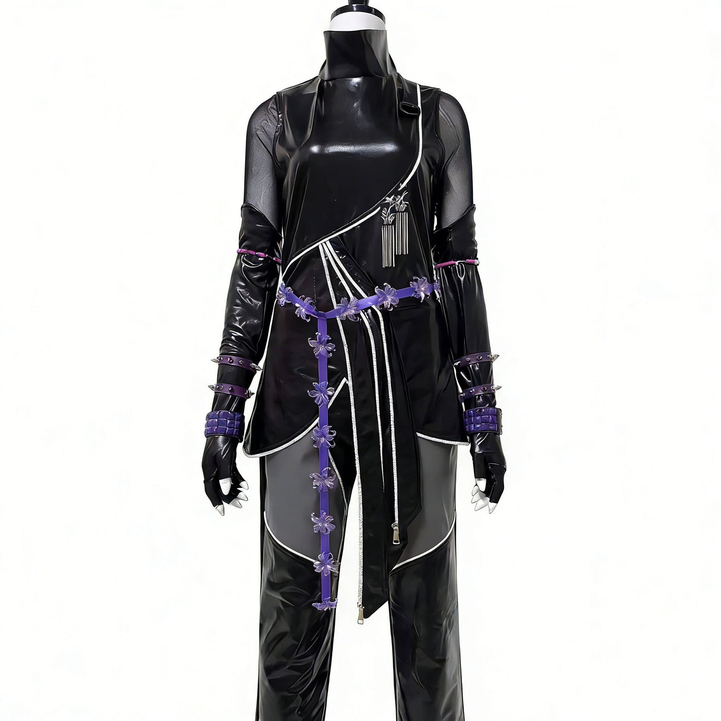 KPop Demon Hunters Mira Chasseuse Noire Costume Simili Cuir Tenue de Cosplay