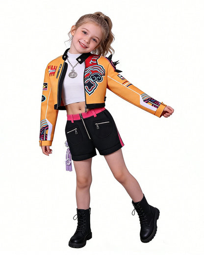 KPop Rumi 6-Piece Costume Deluxe Rumi Cosplay Yellow Jacket Shorts Full Set