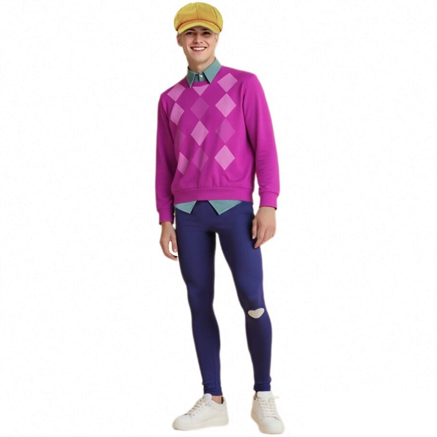 KPop Fashion Stage Performance Outfit Pink Top and Navy Jeans Cosplay Full Set for Boys and Men