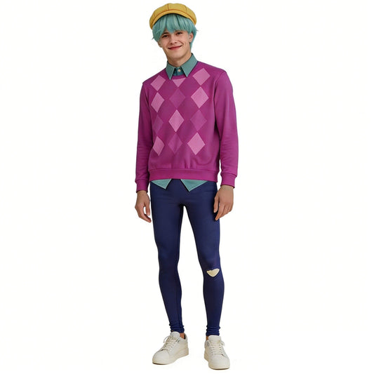 KPop Fashion Stage Performance Outfit Pink Top and Navy Jeans Cosplay Full Set for Boys and Men
