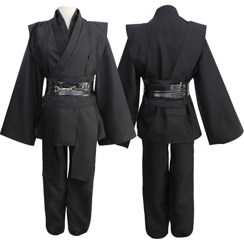 Luke Skywalker Costume Deluxe Jedi Black Outfit Tunic Hooded Robe Full Set