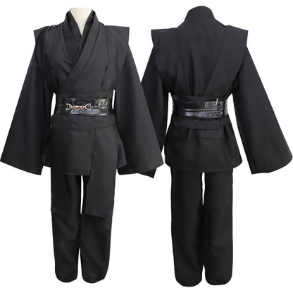 Luke Skywalker Costume Deluxe Jedi Black Outfit Tunic Hooded Robe Full Set