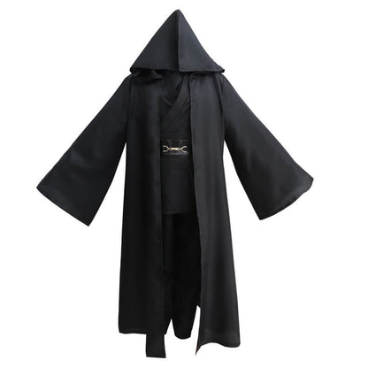 Luke Skywalker Costume Deluxe Jedi Black Outfit Tunic Hooded Robe Full Set