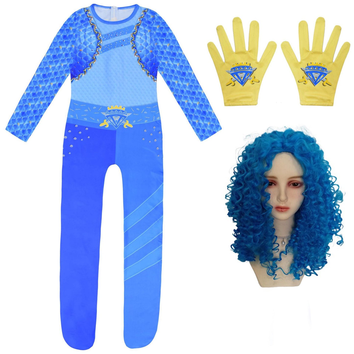 Disfraz de Chloe Charming para niñas con guantes, conjunto rojo y azul de Rise para carnaval
