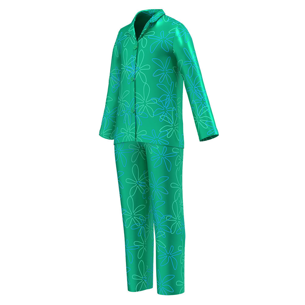 Inside Joy DIsgust Pajamas Movie Joy Costume Silk Sleepwear Disgust Sleep Shirts and Pants 2pcs Suit