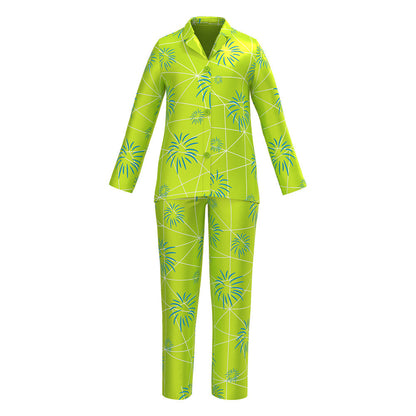 Inside Joy DIsgust Pajamas Movie Joy Costume Silk Sleepwear Disgust Sleep Shirts and Pants 2pcs Suit