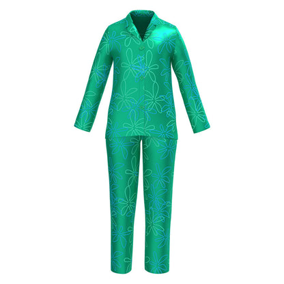 Inside Joy DIsgust Pajamas Movie Joy Costume Silk Sleepwear Disgust Sleep Shirts and Pants 2pcs Suit