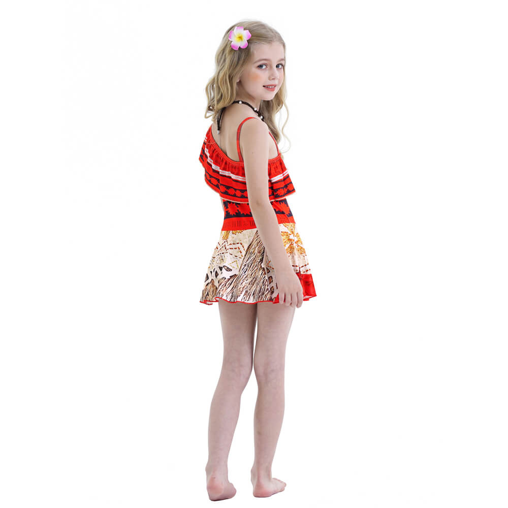 Girls Moana Swimsuits Beautiful Princess Moana Dress Beach Vacation Cosplay Swimwear