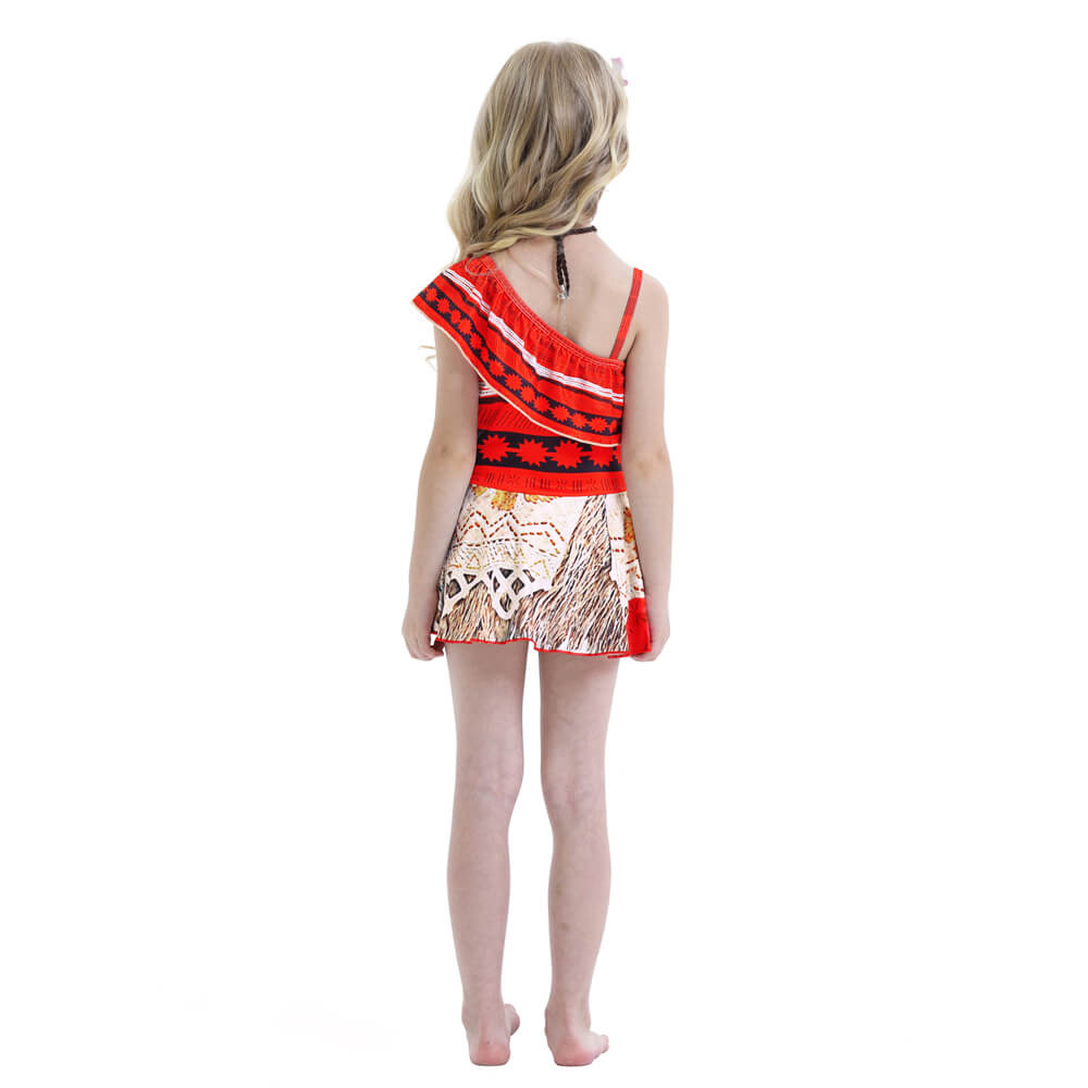Girls Moana Swimsuits Beautiful Princess Moana Dress Beach Vacation Cosplay Swimwear