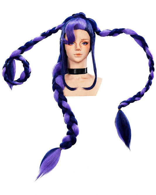 Chapter 5 Lily Wig Navy Purple Mixed Long Triple Braids Wig for Kids Adults Cosplay