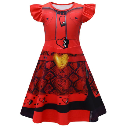 Filles La montée de la robe rouge princesse Costume rouge et perruque pour le carnaval d'Halloween