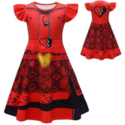 Filles La montée de la robe rouge princesse Costume rouge et perruque pour le carnaval d'Halloween