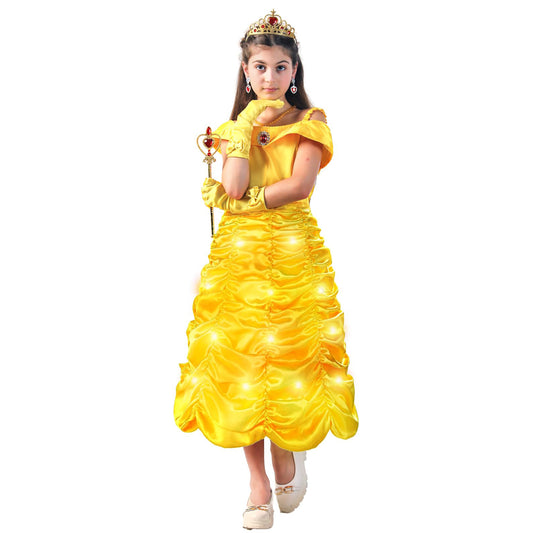 Light-up Princess Belle Costume Girls Princess Belle Dress Up Cosplay Outfit