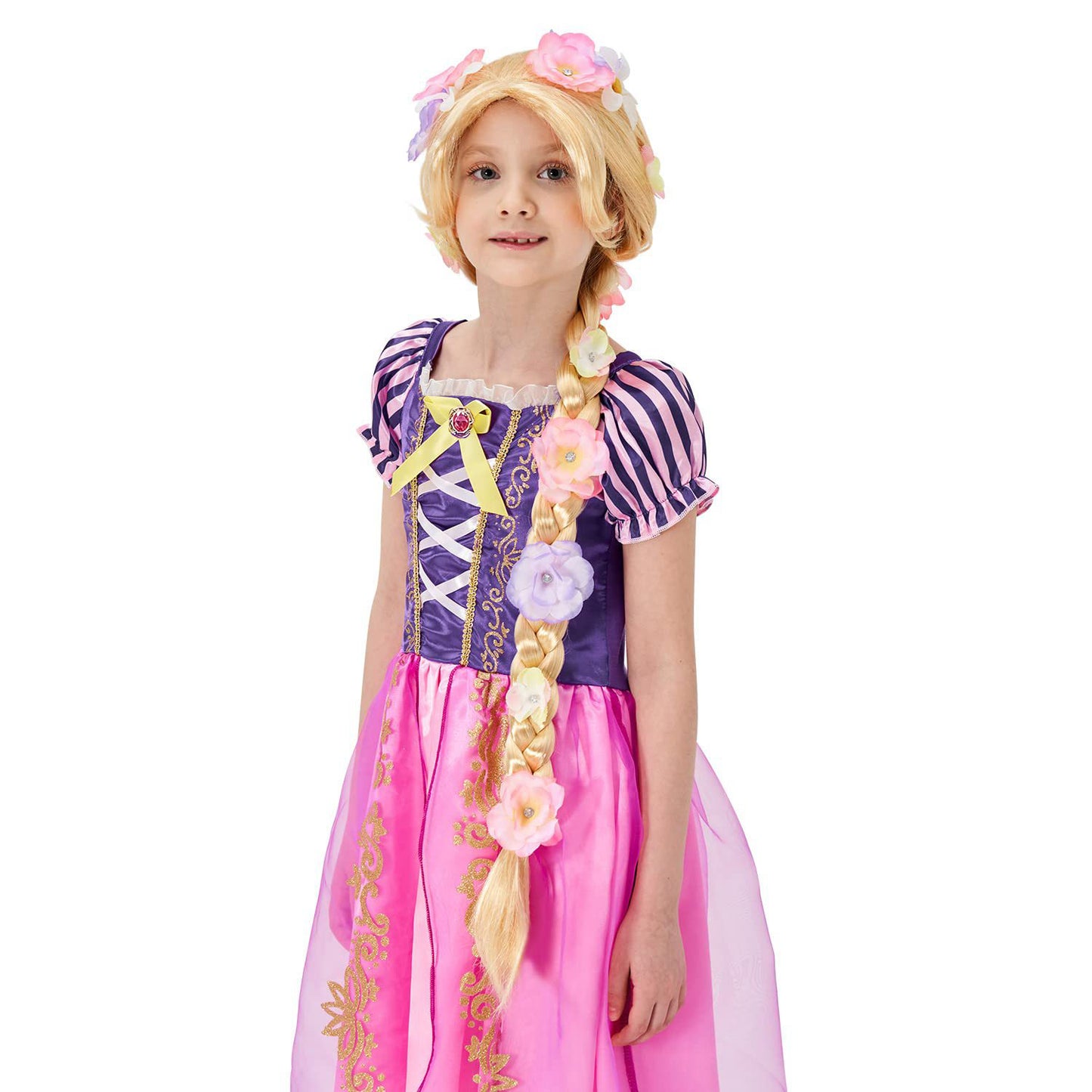 Vestido de princesa iluminado para niñas, vestido de fiesta, disfraz de princesa de pelo largo