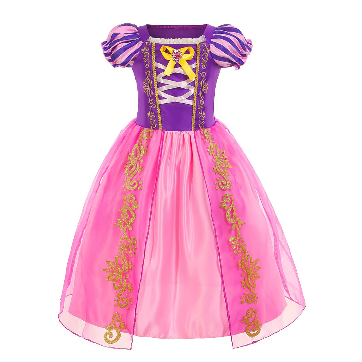 Vestido de princesa iluminado para niñas, vestido de fiesta, disfraz de princesa de pelo largo