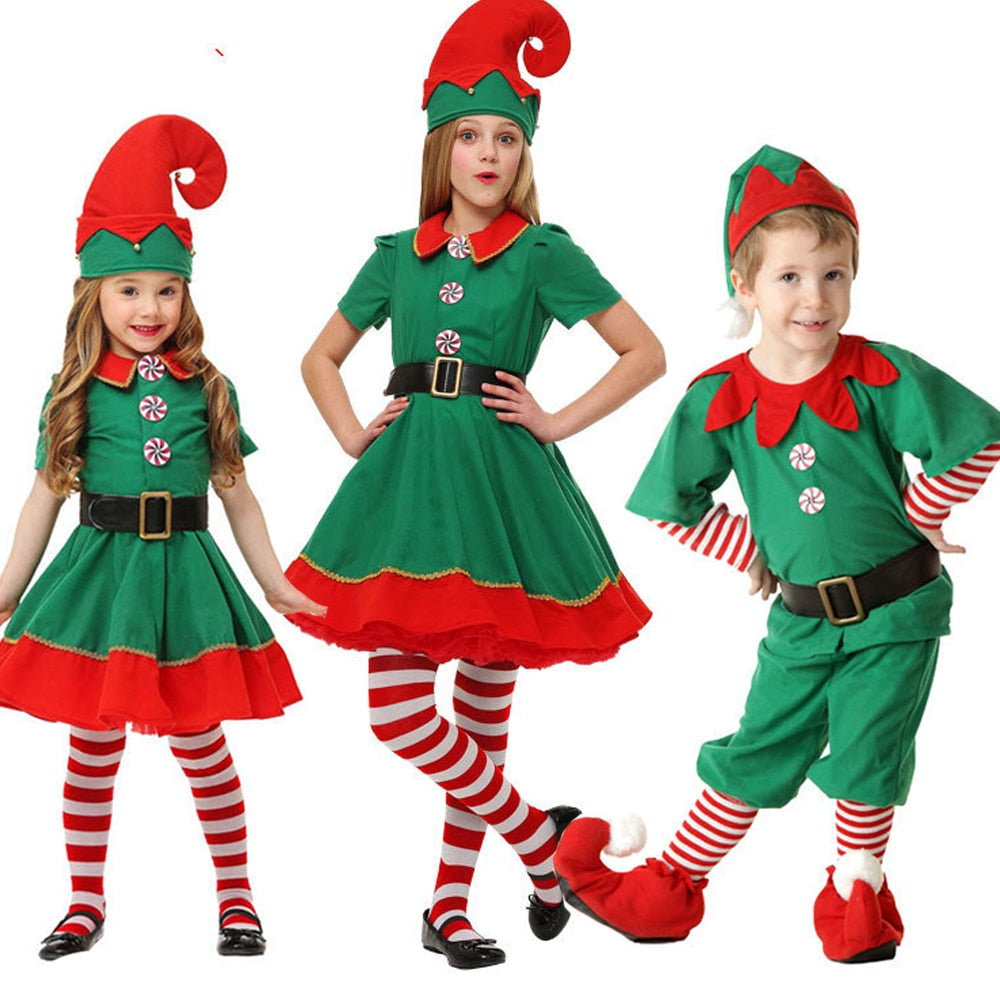 Sunbaby Family Christmas Elf Costume Holiday Elf Matching Outfit