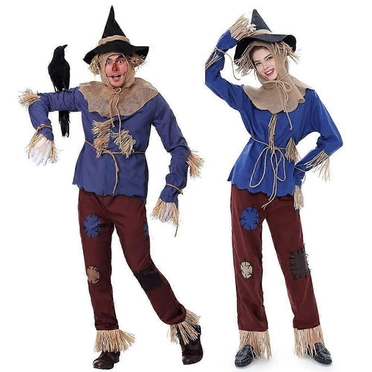 Couple Scarecrow Costume Women and Men Adult Scarecrow Halloween Costumes