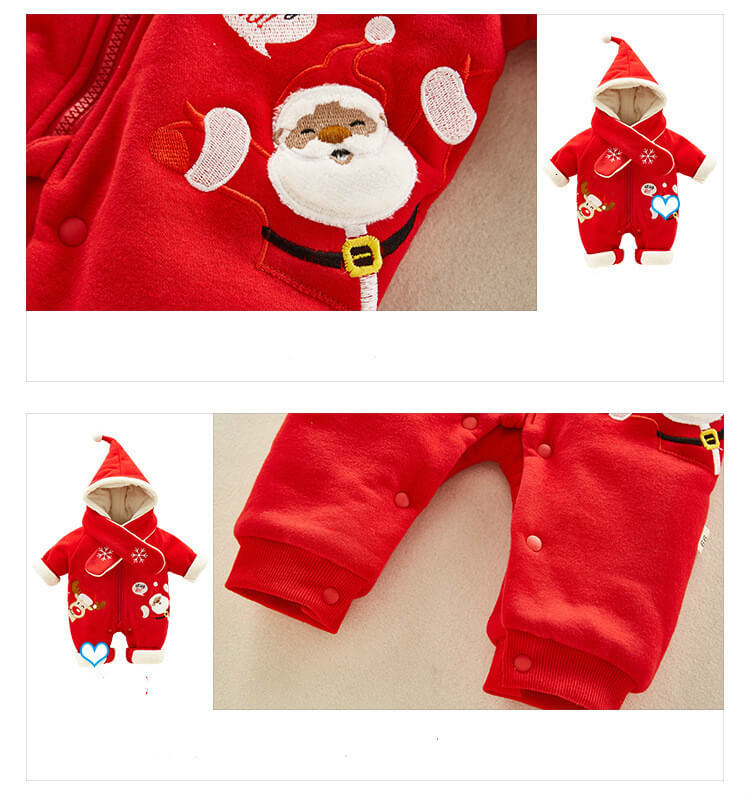 Grenouillère de Noël épaisse et chaude pour bébé, style élan mignon, pour filles et garçons