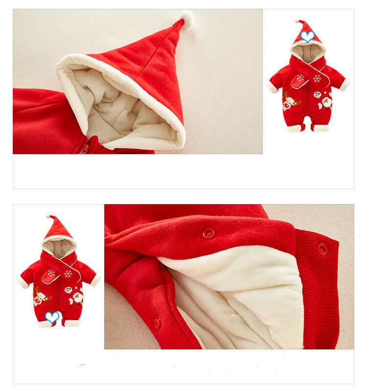 Grenouillère de Noël épaisse et chaude pour bébé, style élan mignon, pour filles et garçons
