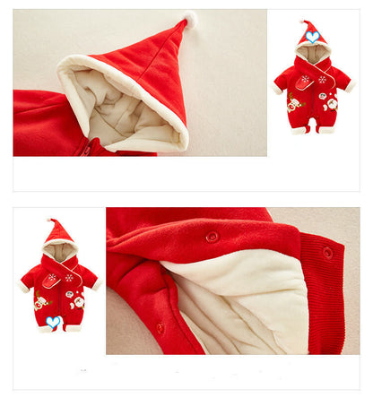Grenouillère de Noël épaisse et chaude pour bébé, style élan mignon, pour filles et garçons