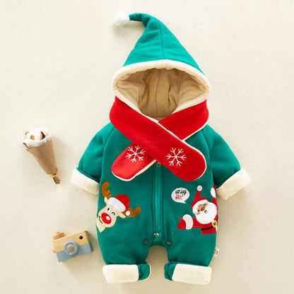 Grenouillère de Noël épaisse et chaude pour bébé, style élan mignon, pour filles et garçons