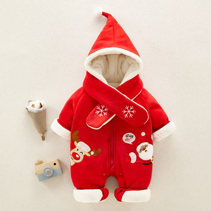 Grenouillère de Noël épaisse et chaude pour bébé, style élan mignon, pour filles et garçons