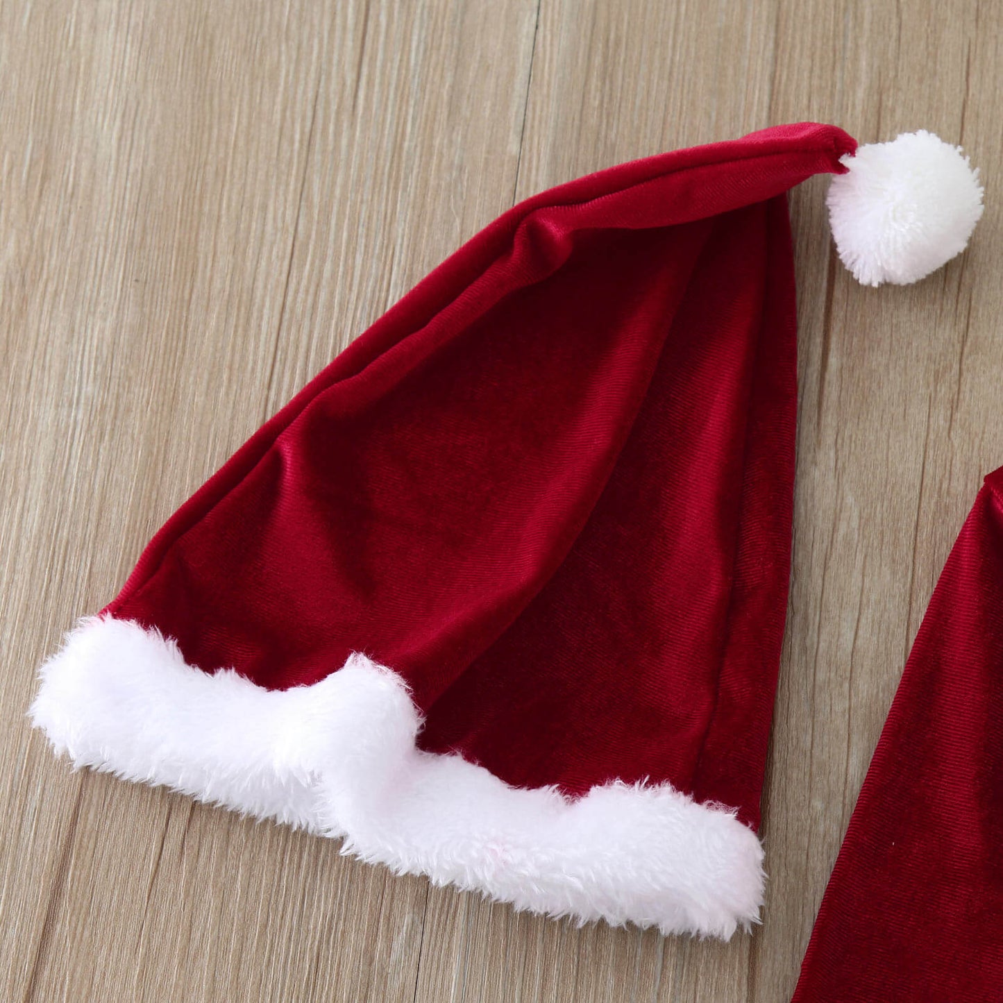 Costume de Noël 3 pièces pour tout-petits, hauts en velours, pantalon, chapeau, tenue de petit Père Noël pour filles