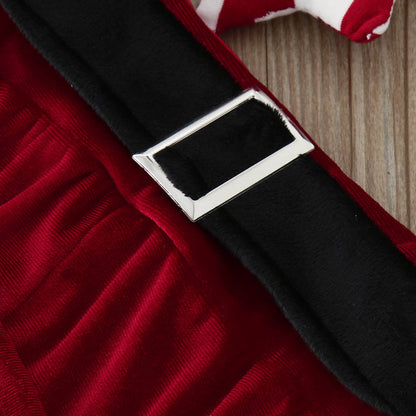 Costume de Noël 3 pièces pour tout-petits, hauts en velours, pantalon, chapeau, tenue de petit Père Noël pour filles