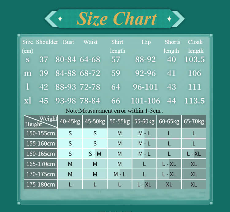 Teens and Adult Venti Cosplay Costume Role-play Clothing Outfit for Girls/Women